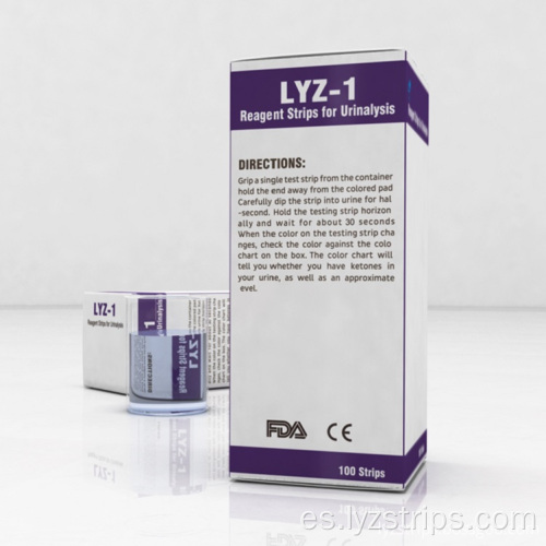 Tiras diagnósticas para análisis de orina de prueba de cetosis LYZ